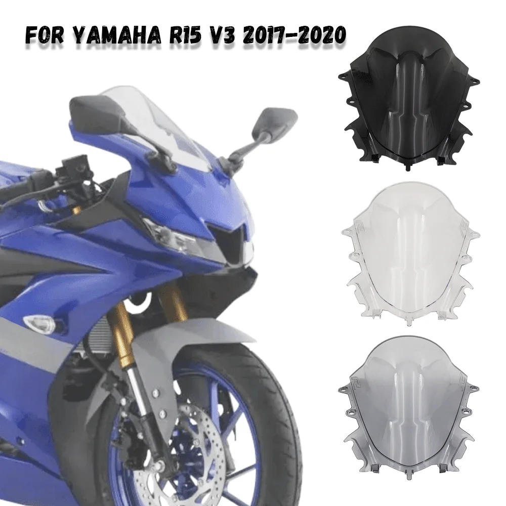 Front Double Bubble Wind Deflector Windscreen For YAMAHA R15 V3 2017-2020 2018 2019 Motorcycle Accessories Windshield