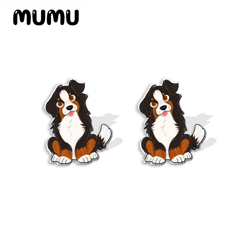 2023 New Basset Hound Bulldog Golden Retriever Puppy Acrylic Stud Earring Cute Dogs Handmade Earrings Resin Epoxy Jewelry Gifts