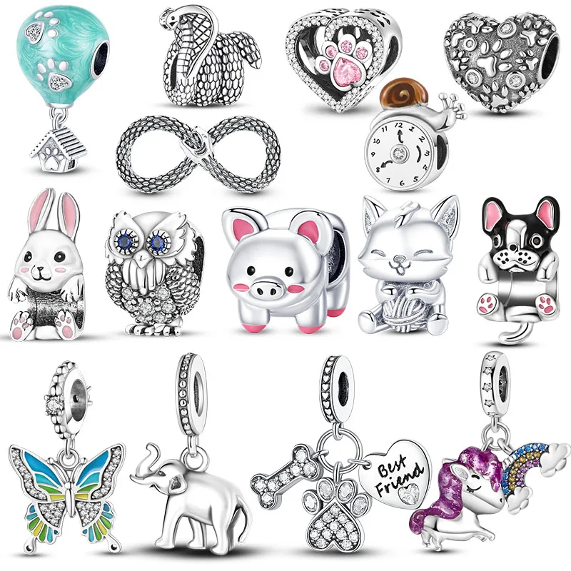 Animal Collection Silver Plated Monkey Charm Beads fit Original Women Bracelet Bangle DIY Jewelry Making