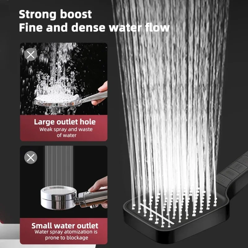 Shower Head 7 Modes Large Adjustable One Key Stop Bathroom High-pressure Water-saving Shower Mixer Nozzles Bathroom Accessories