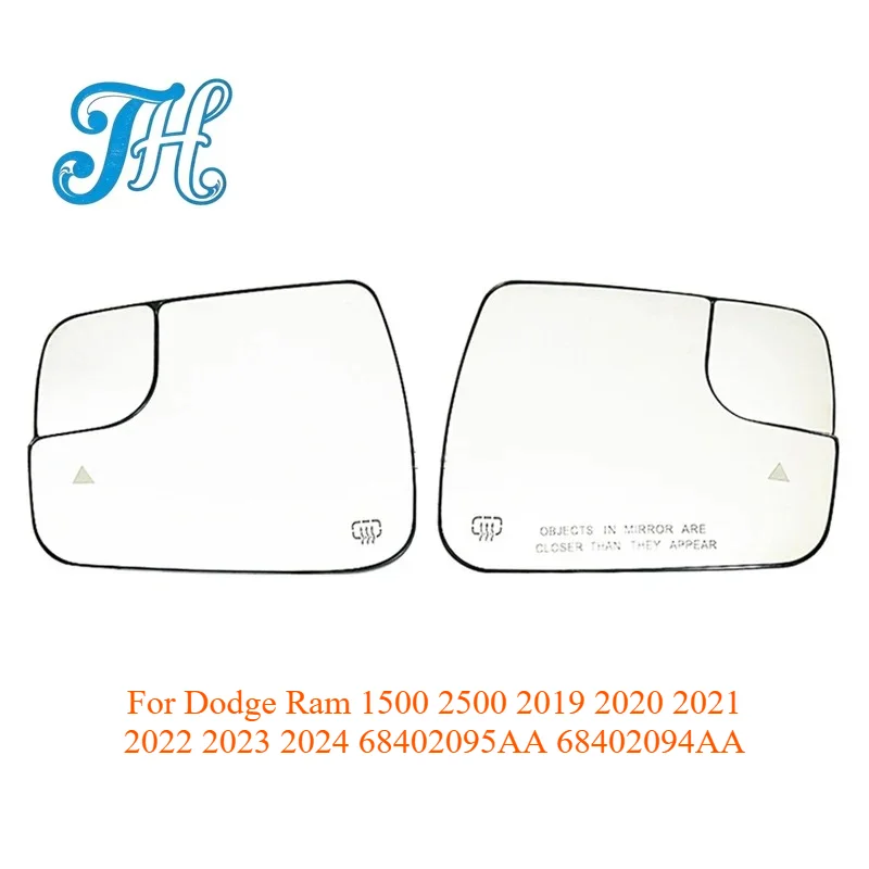 Auto Heated Blind Spot Warning Rear Mirror Glass for Dodge Ram 1500 2500 2019 2020 2021 2022 2023 2024 68402095AA 68402094AA