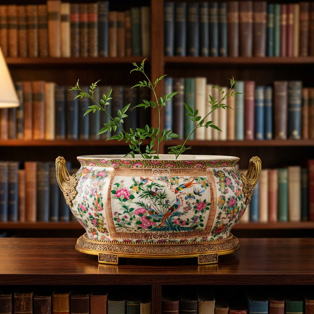 

&c Luxury Retro Ceramic Oval Vase with Brass Base Big Flower Porcelain Winevat Porcelain Decorative Antique Home Decor