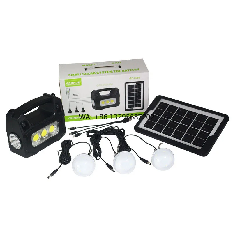 

Emergency Small solar lighting system with high bright COB outdoor searchlight mini solar lighting kit for camping home
