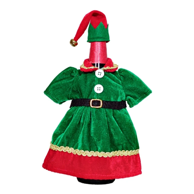 Festival Santa Wine Bottle Cover Bags Christmas Spirits Wine Bottle Dress Up Cover, Quality and Reusable Decorations