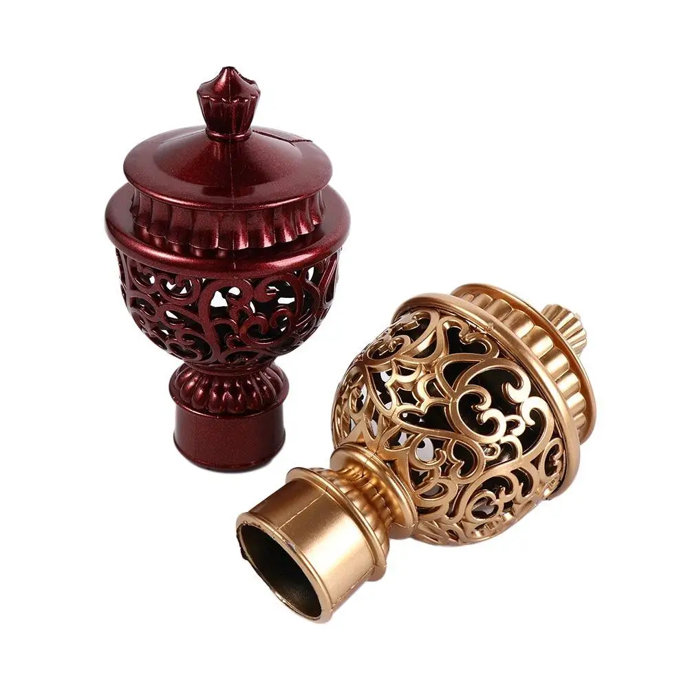 2023 Plastic Decorative Hollow Out Curtain Rod Head Curtain Accessories Curtain Rod Cap Drapery Rail Ends
