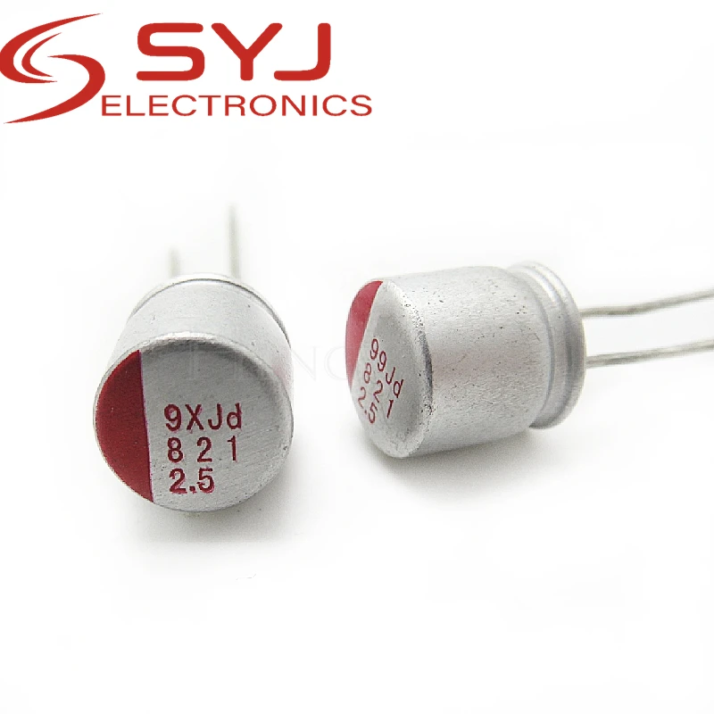 10piece Solid capacitor 2.5V820UF 6*8 in-line motherboard capacitor 820UF 2.5V 6.3*8mm capacitor