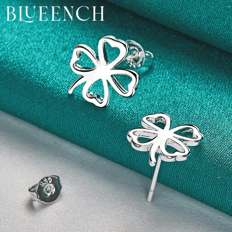 Blueench 925 Sterling Silver Simple Leaf Stud Earrings Earrings for Women Proposal Wedding Party Personality Fashion Jewelry