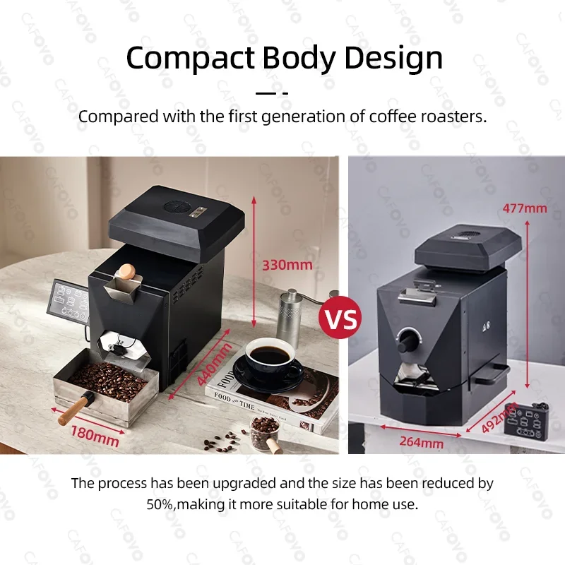CAFOVO RE-3 Electric Coffee Bean Roaster Machine 200g Direct Fire Stirring Baking Intelligent Dual Mode for Home Use