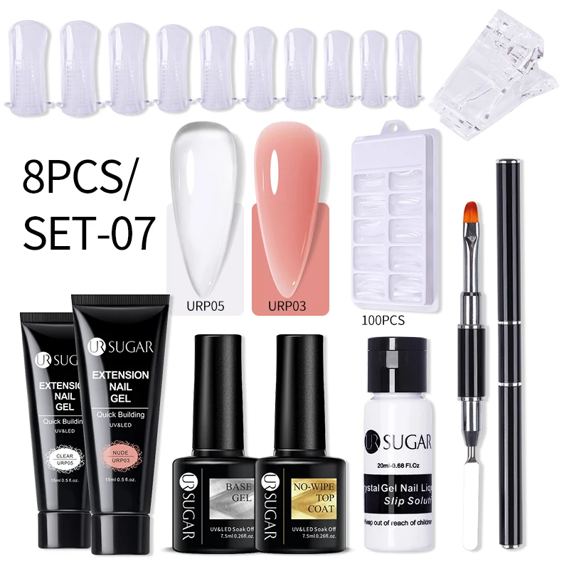 UR SUGAR 15ml kit di Gel per unghie ad estensione rapida Nude Pink Semi permanente Gel UV smalto per unghie Nail Art prolungare il Gel da costruzione