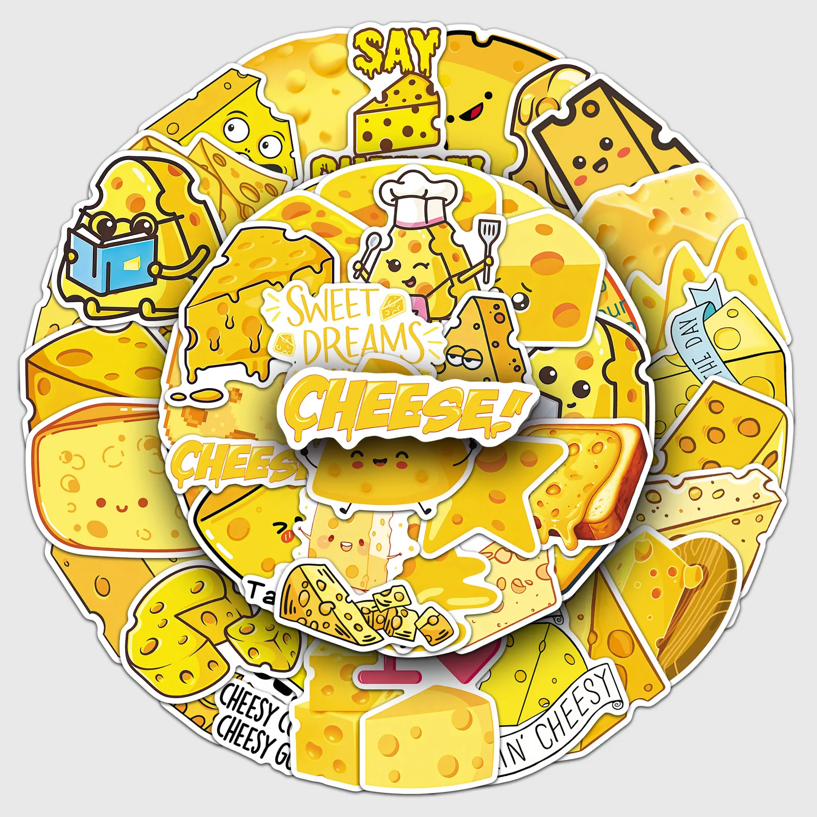 50 Uds. De pegatinas de queso, grafiti de comida de dibujos animados, calcomanía impermeable, juguete para regalo para niños, Taza Termo DIY creativa, equipaje de bicicleta, guitarra