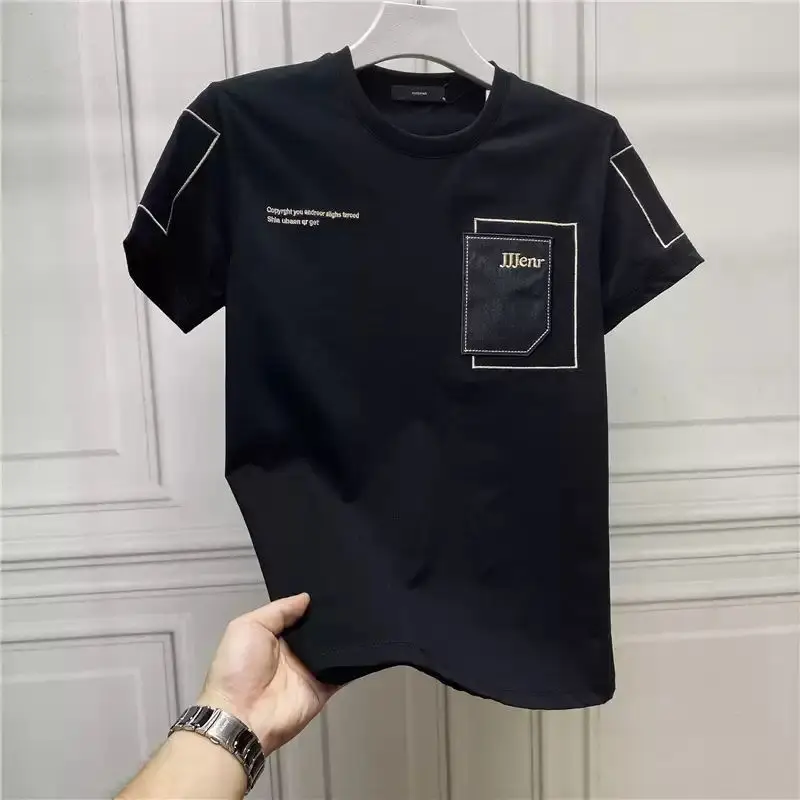 

O Neck Slim Fit T Shirt for Men Print Ice Silk Basic Top Cool Stylish Casual Hot Party Wholesale Summer Fashion Man Tee Shirts