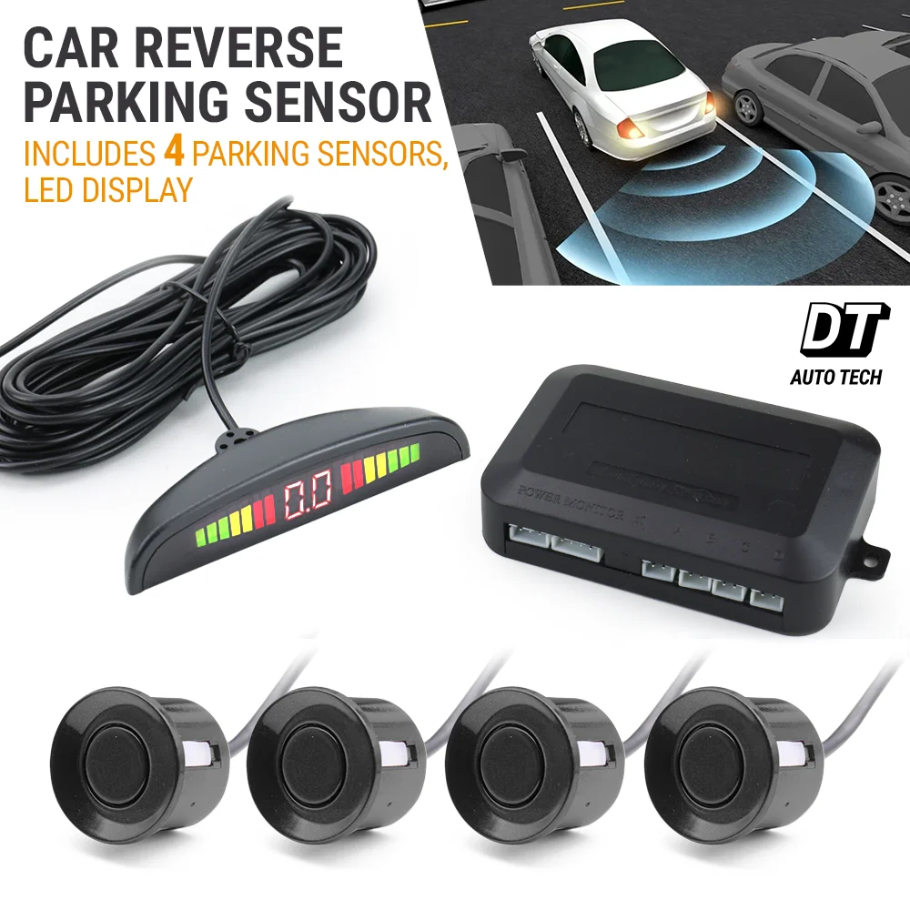 

Car Parktronic LED Parking Sensor With 4 Sensors Reverse Backup Car Parking Radar Monitor Detector System Backlight Display