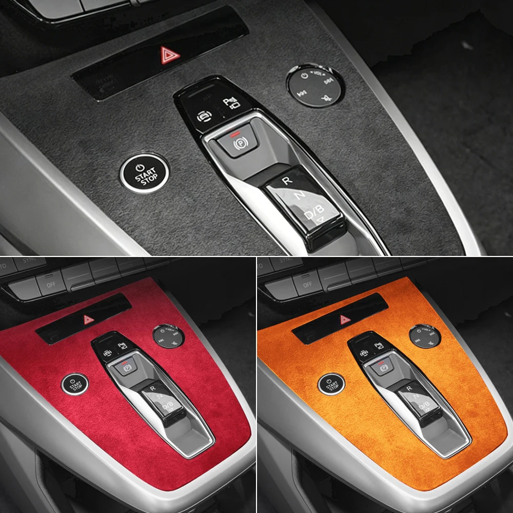 Wildleder-Schaltknauf-Abdeckung für Audi Q4 e-tron 2021 2022 2023-2025 Mittelkonsolen-Zierleiste Aufkleber Innenraum-Zubehör Autoteile – Detail 8