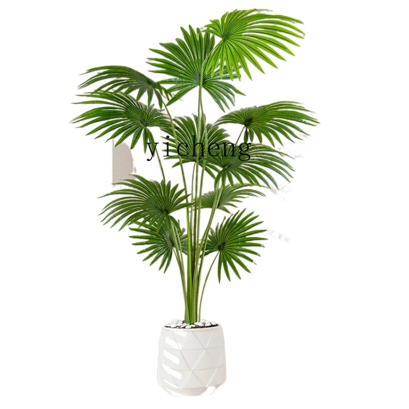 

ZC Wind Simulation Plant California Chinese Fan Palm Bionic Bonsai Decoration Indoor Living Room Floor Stand Decoration