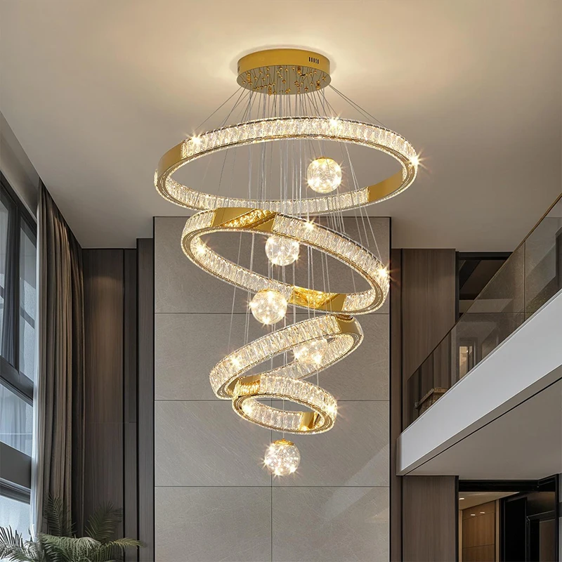 

Современная хрустальная люстра для дома, подвесной светильник для лестницы, подвесные светильники для гостиной, интерьерное освещение