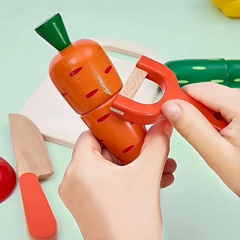 Juego de cortar frutas y verduras para niños, juguete educativo Montessori de madera, juego de simulación de cocina, juguetes de comida, regalos