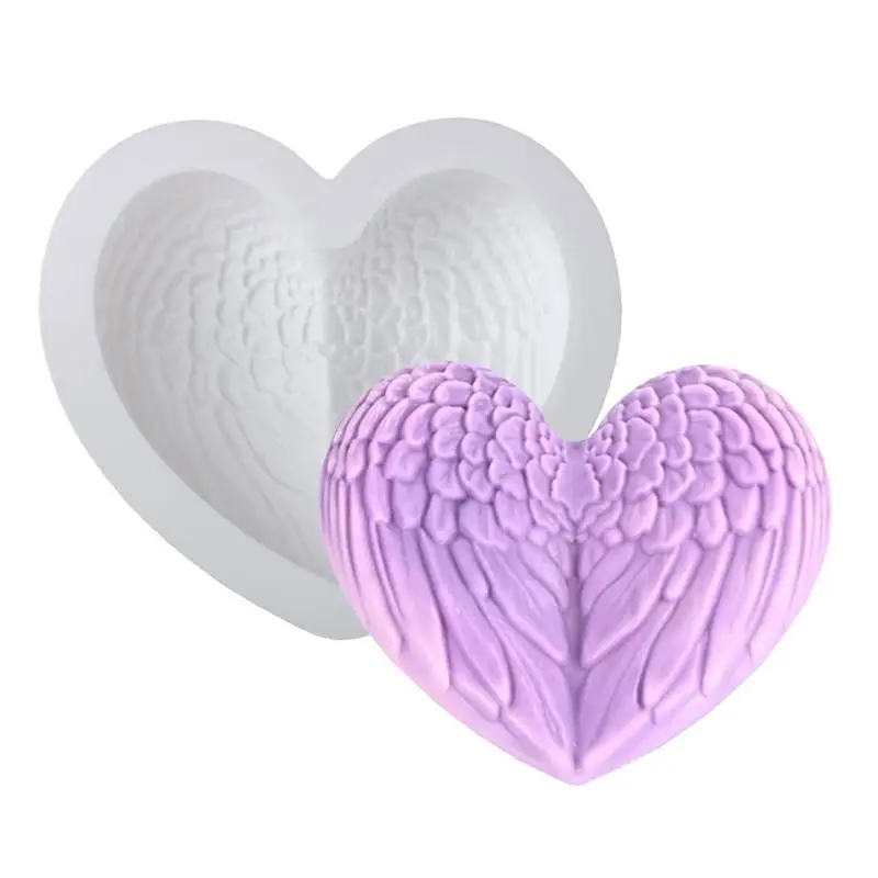 

Baking Silicone Molds Heart With Wings Silicone Mold Creative Flexible Mould Realistic Feather Tool For Couples Making Bakery