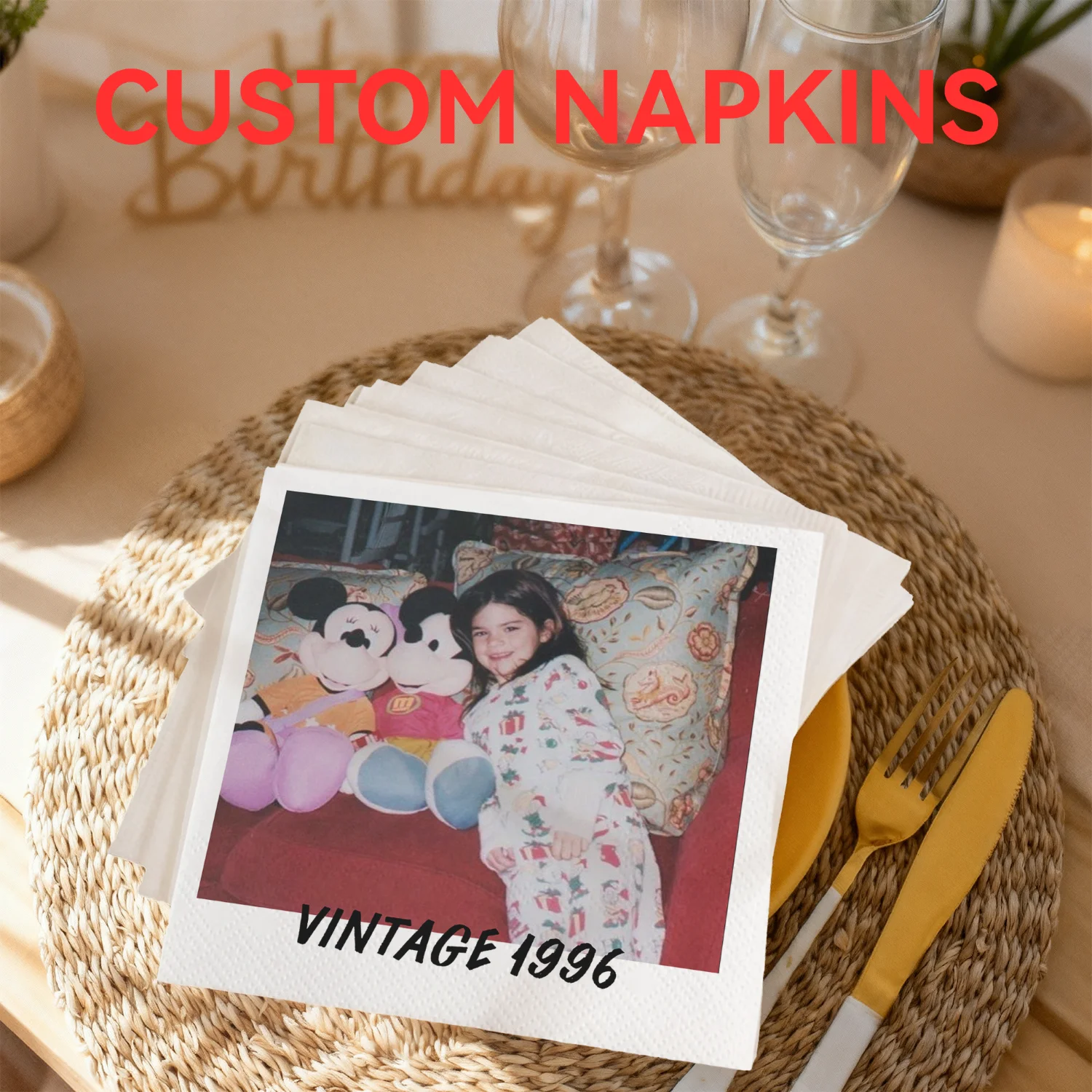 

Custom Paper Napkins for Birthday Custom Napkins of Cocktail Disposable Napkins, for Cocktail Party Baby Shower Wedding