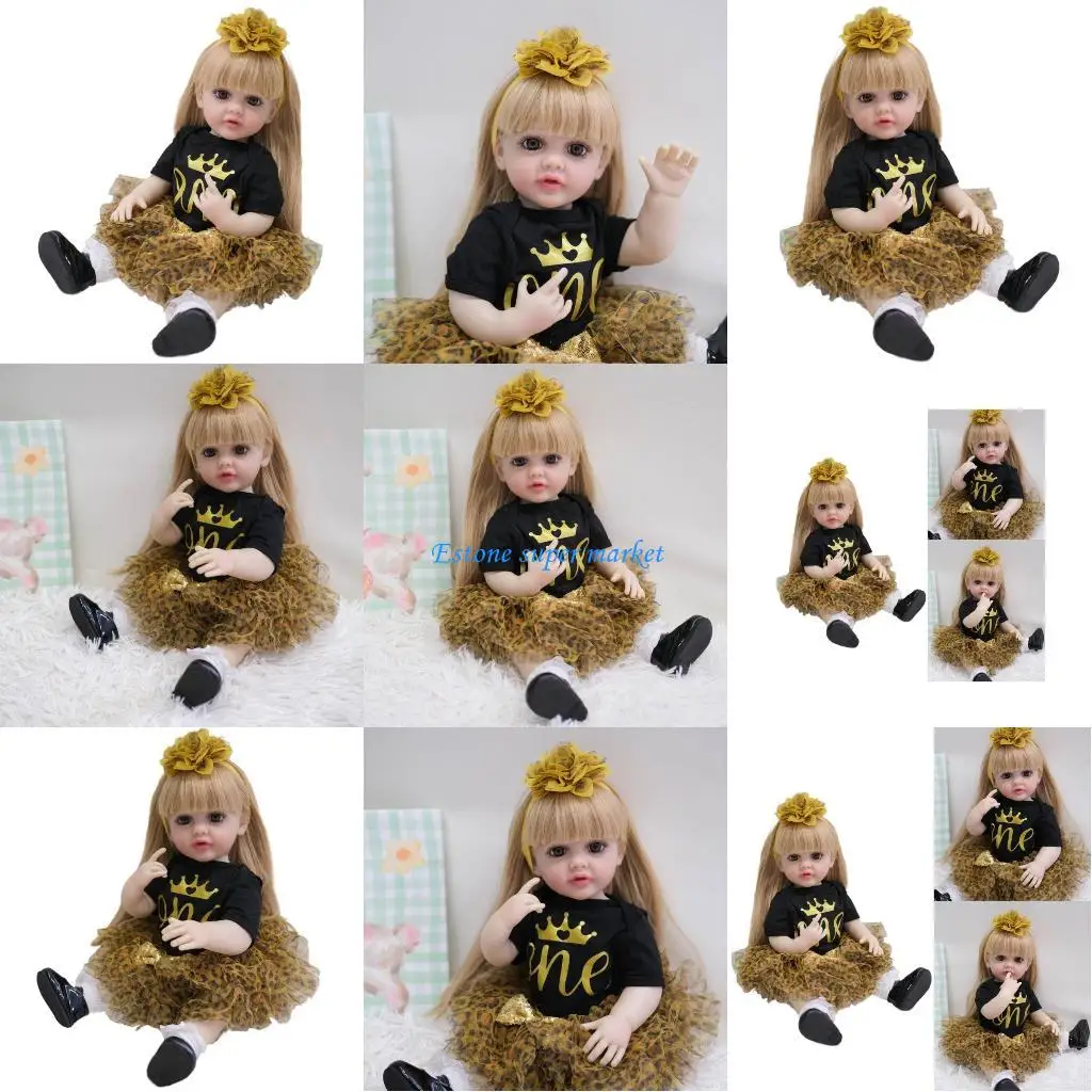 

090B 55см Кукла возрождения со светлыми волосами Симпатичная коллекционная кукла Appease Vividly Baby