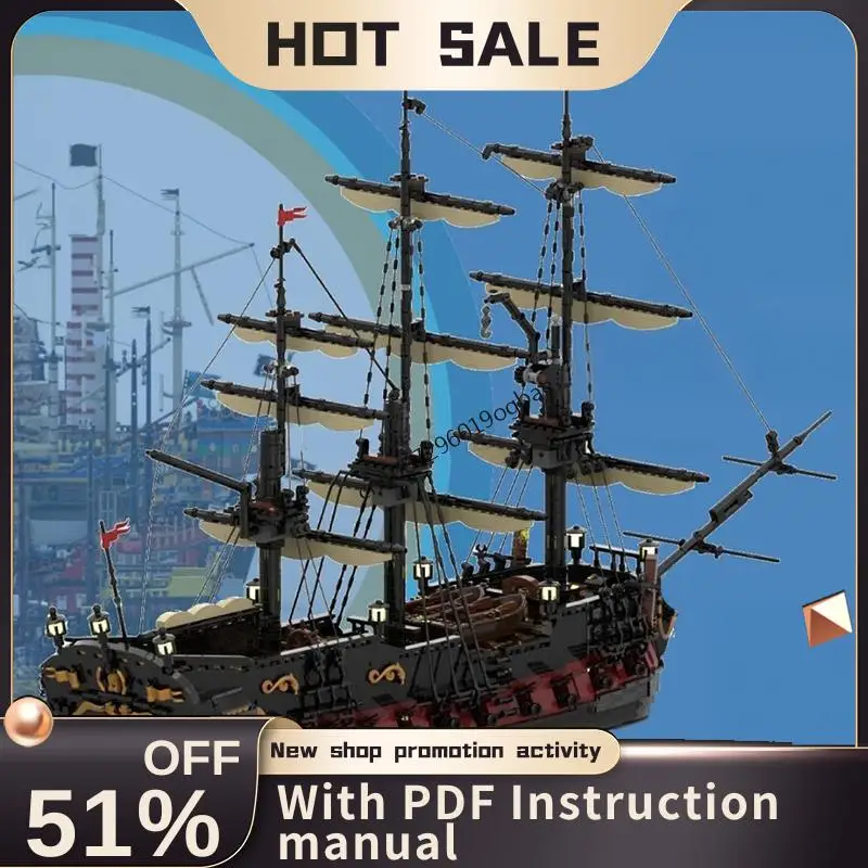 

3794Pcs Moc European Medieval Pirates Series Red Knight Warship Model Creative Ideas Imperial Flagship Toy Gift Building Blocks