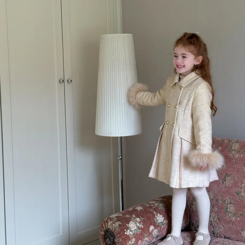 معطف الفتيات 2025 الخريف والشتاء ملابس الأطفال الجديدة الكورية نمط فتاة طفل ألف الذهب الرياح الخصر كليب معطف القطن #5