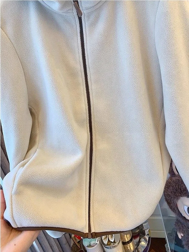 plus Size Hooded Cardigan Sweatirt Women's Winter Warm Outerwear Fce Ladies Casual Comfortable Coat for Plump Sister