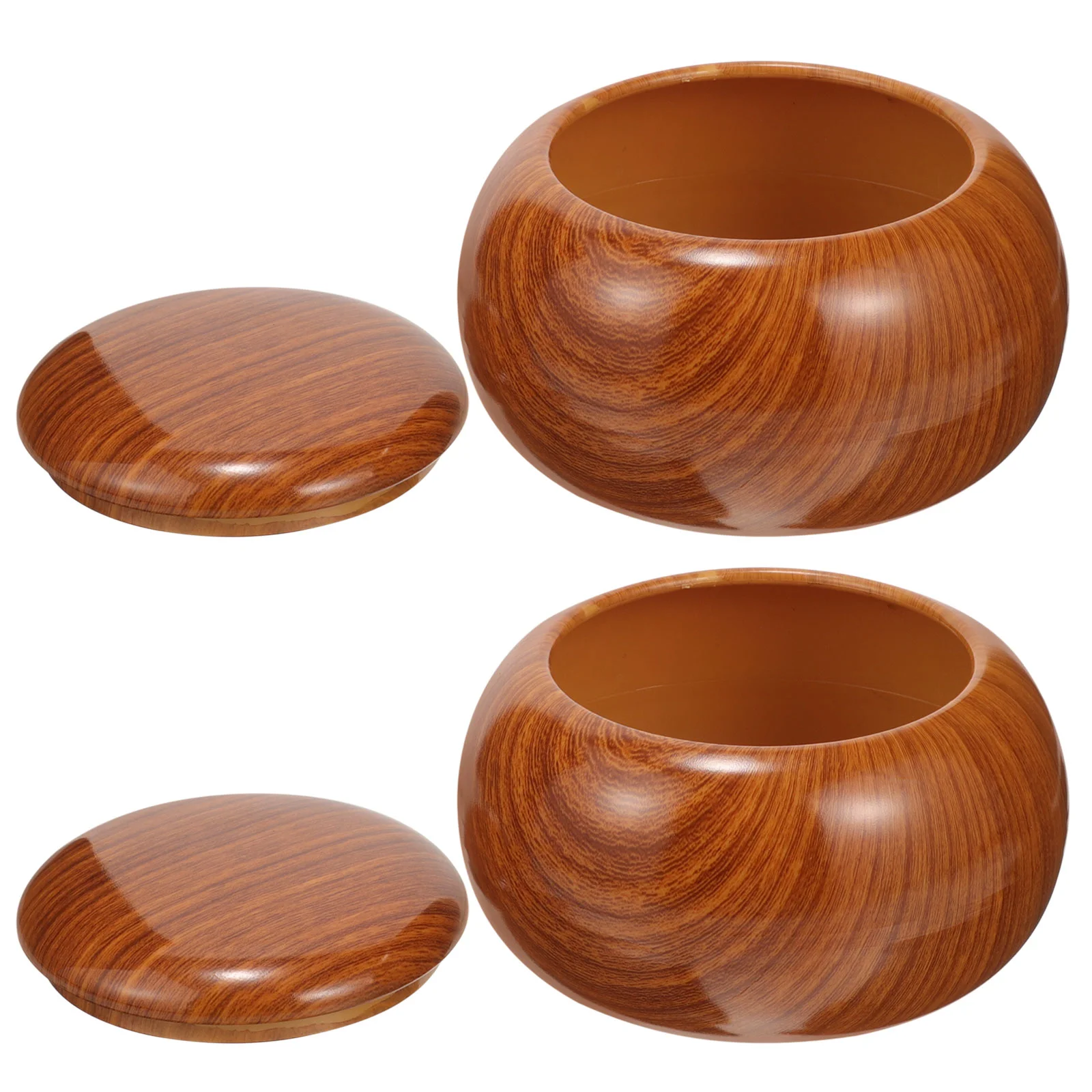 2 Pcs Go Jar Chess Stones Holder Storage Jars Wooden Can Plastic Container Student