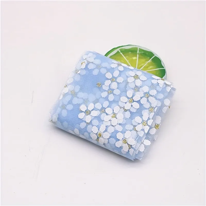 300CM Multi‑color Small Daisy Flower Embroidery Tulle Fabric Roll Handmade Hair Accessory Material Gift Packaging Mesh Ribbon