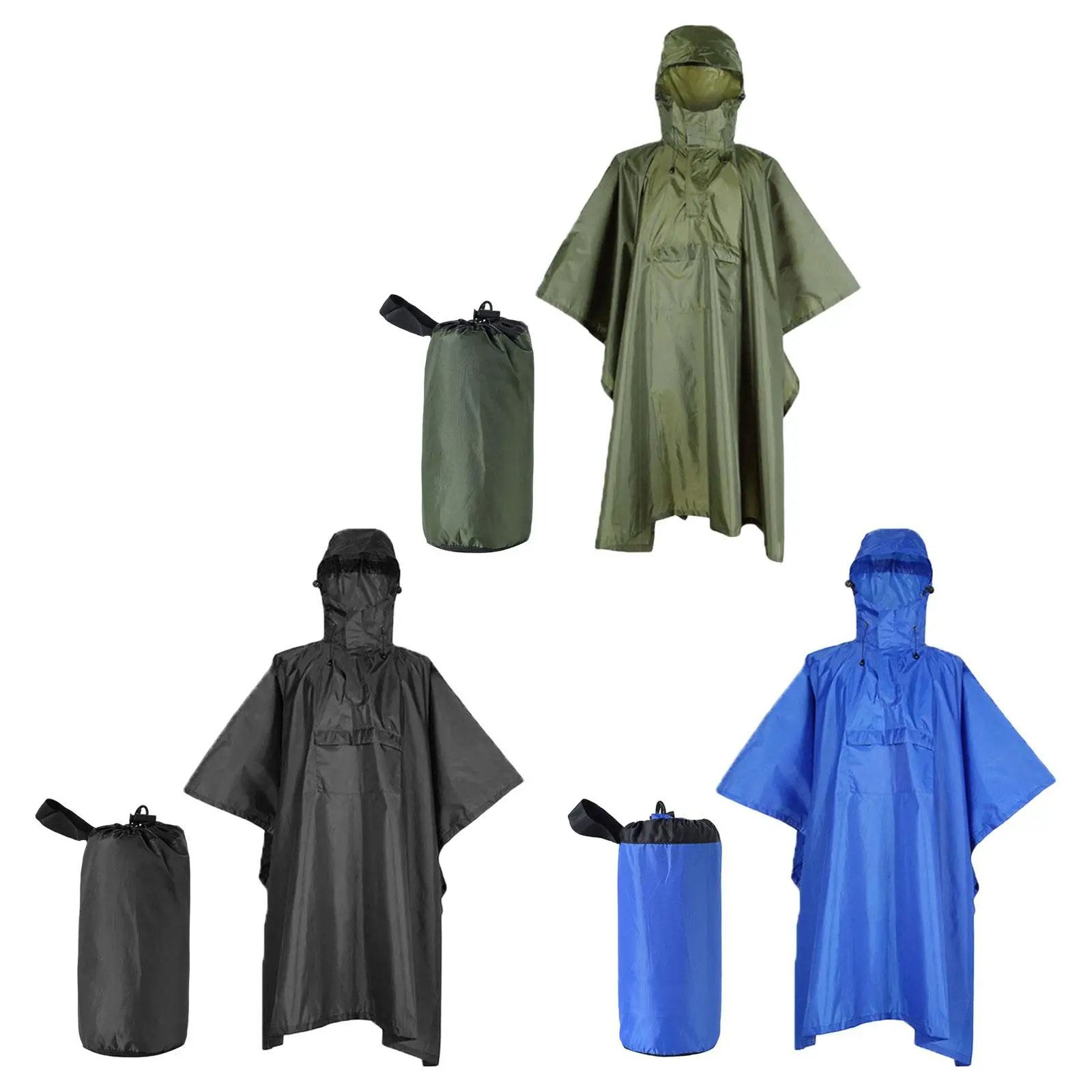 Rain Poncho with Hood Waterproof Portable with Drawstring Rain Cape Raincoat for Outdoor Travel Backpacking Climbing Fishing