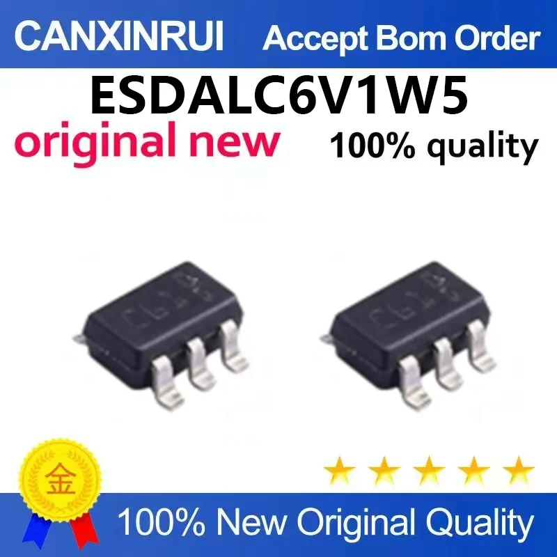（5pcs-100pcs）Newly imported original ESDALC6V1W5 silk screen C61 patch SOT323-5 electrostatic discharge protector