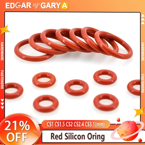 Imagen 1 del producto Juntas tóricas de sellado de silicona, arandelas de sellado de escombros de grado alimenticio, espaciadores de alta temperatura, color rojo VMQ, CS1, CS1.5, CS2, CS2.4, CS3.1