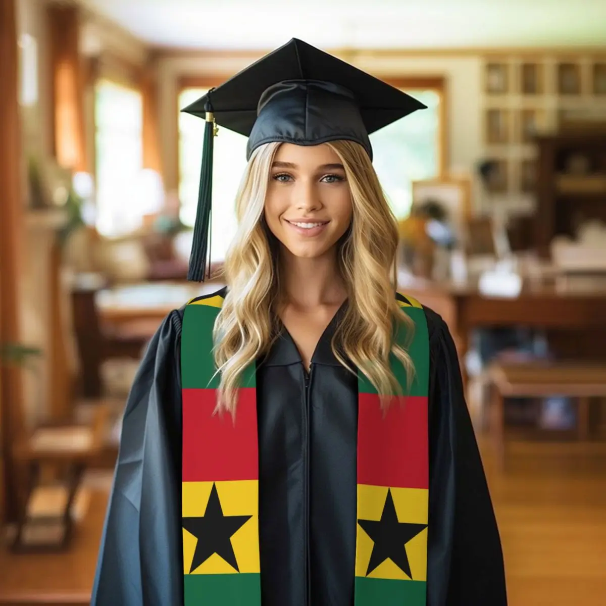 Ghana Flag Unisex Adult Graduation Stole Shawl for Academic Commencements Celebration Uniform image 6