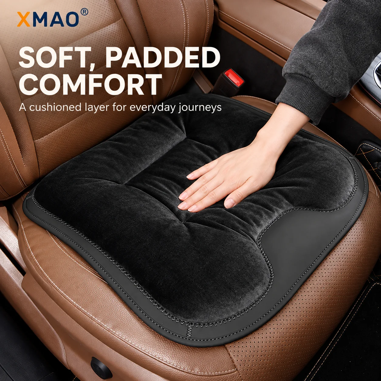 XMAO Winter Rear Bench Seat Cushion Soft Flannel Padded Car Seat Cover with Anti Slip Backing for Cozy Family Travel Comfort