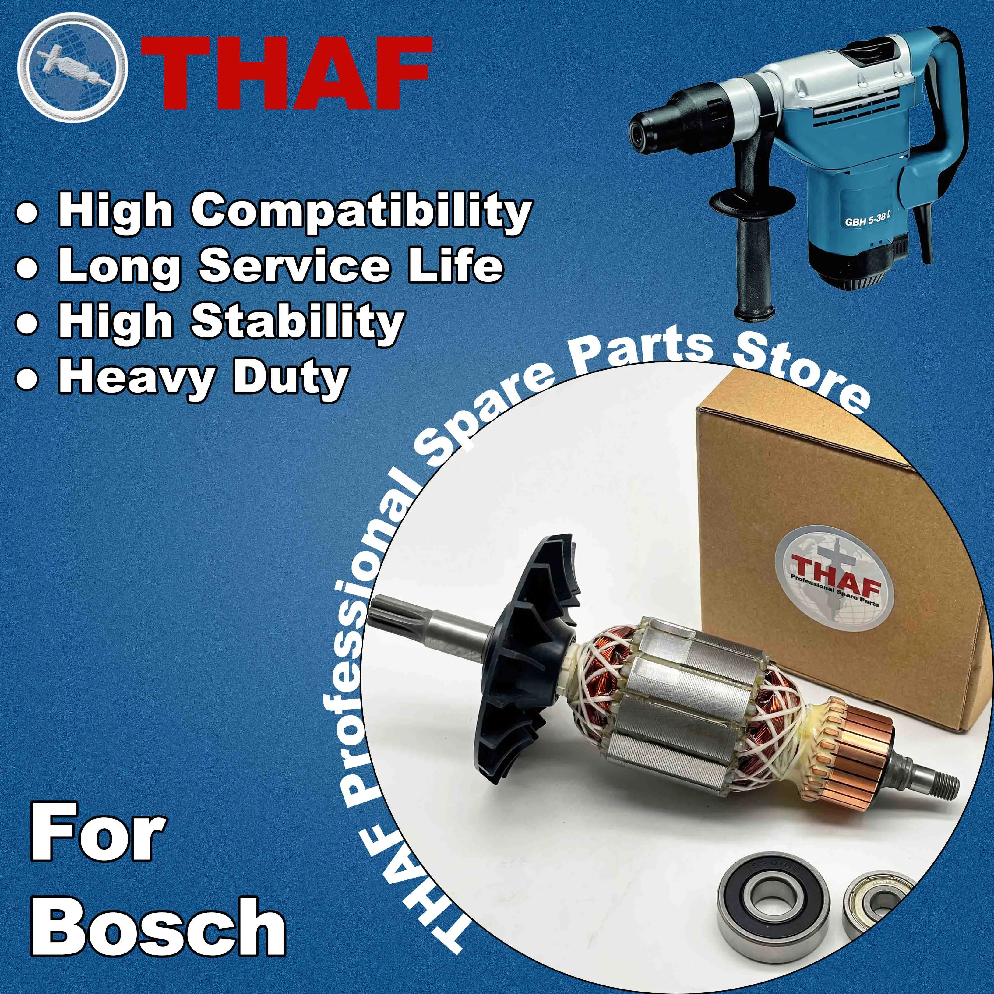 AC 220V 240V GBH38 GSH4 GSH5CE Armature Rotor For BOSCH Hammer Drill Spare Parts Rotary Hammer Breaker GSH 4 GSH 5 CE