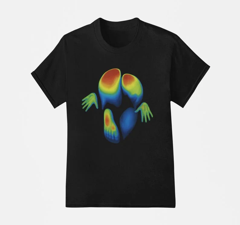 عارية الظل الحرارة خريطة قميص متعة الحرارة تي شيرت مطبوع الوهم البصري قميص جريئة الكبار الفكاهة تي شيرت أسود للجنسين هدية الشارع ارتداء