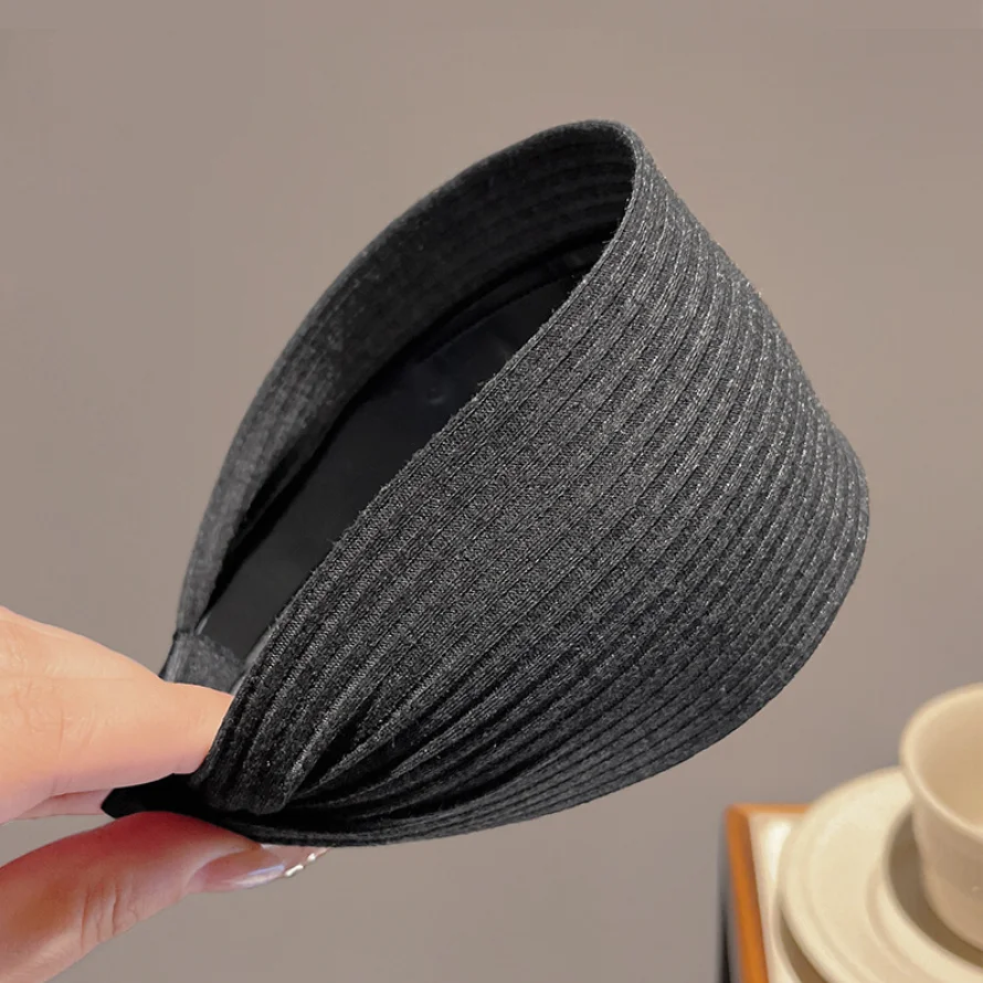 Rutschfestes Stirnband mit breiter Krempe für Damen, kurzes Haar, einfache Haarspangenabdeckung, graues Haar, modisches Temperament, Haardruck-Kopfbedeckung – Detail 9