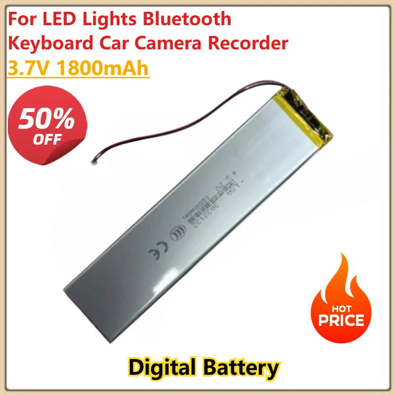 

New Replacement Digital Battery 3.7V 1800mAh Lithium Polymer for LED Lights Bluetooth Keyboard Car Camera Recorder