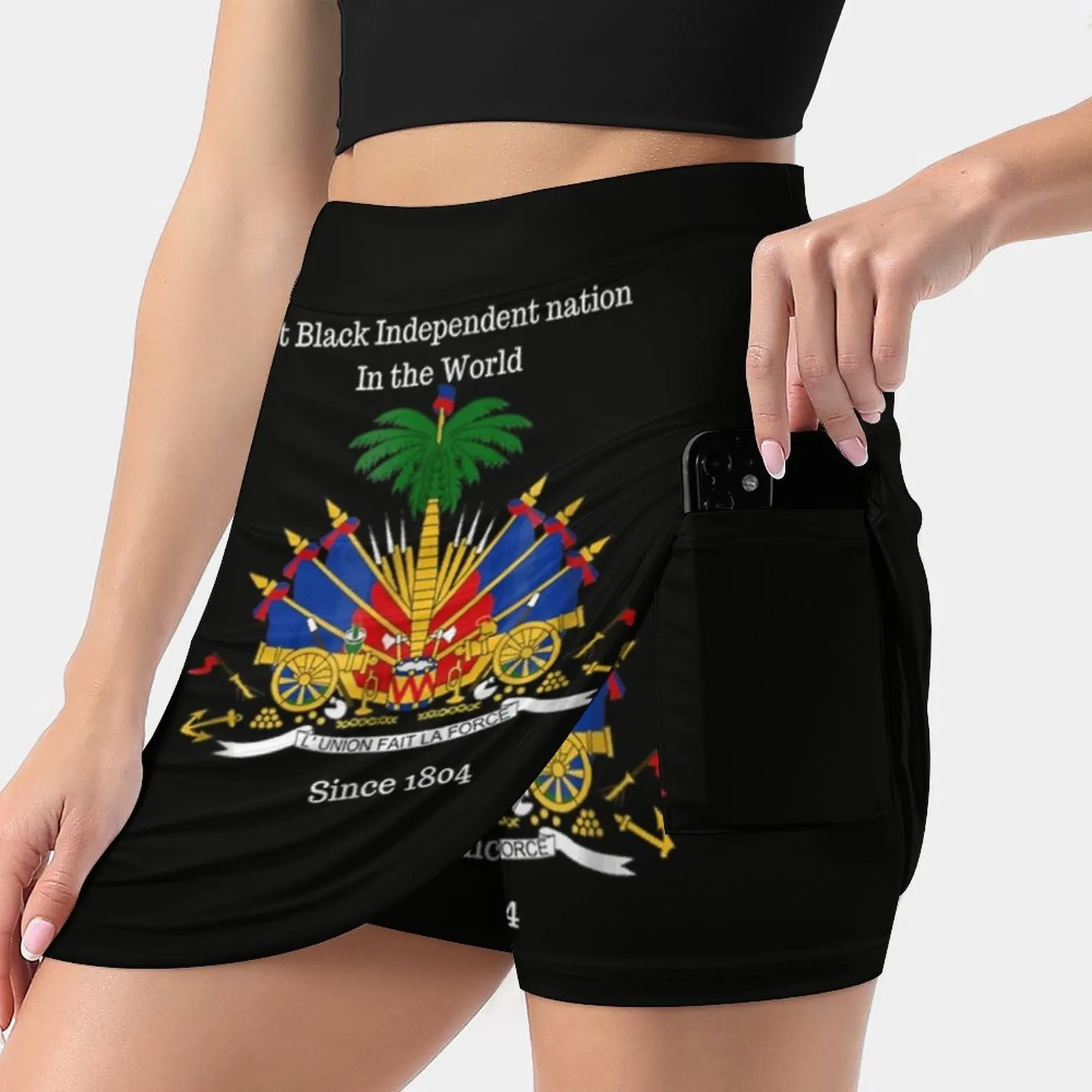 Haitian Flag T - Shirt Great For Day Celebration Women Sports Lining Skirt Tennis Dance Fitness Short Printed Skirts Haitian