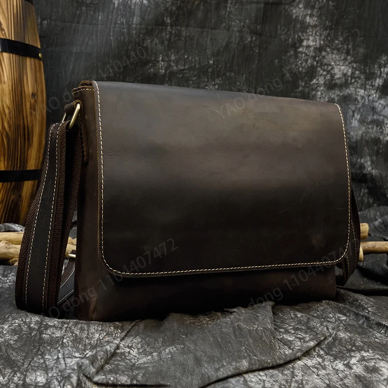 Yao Dong Vintage Crazy Horse หนังผู้ชาย Briefcases กระเป๋าแล็ปท็อปกระเป๋าสํานักงานสําหรับชาย Messenger กระเป๋ากระเป๋าหนังผู้ชาย Comp