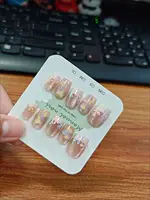 10 Uds. De puntas de uñas hechas a mano, pintura al óleo de primavera y verano, uñas postizas de flores pequeñas para mujeres y niñas, uñas bonitas extraíbles