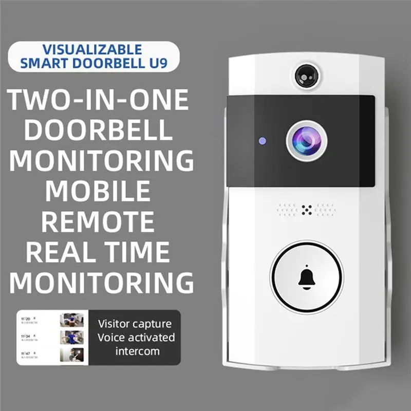 ABLQ Smart WIFI Doorbell Camera With Solar Charging, Waterproof, Night Vision, HD, Two-Way Intercom Voice For Home Security