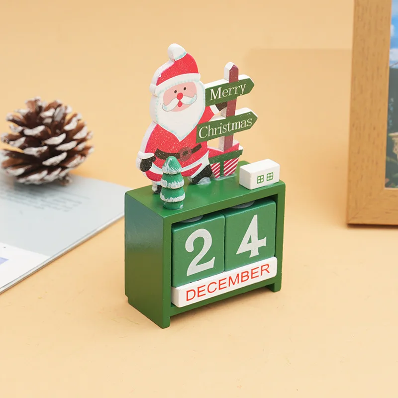 Christmas Decoration Creative Wooden Calendar Countdown Desktop Ornament Christmas Gift for Kids 2023 Navida Noel New Year Gifts