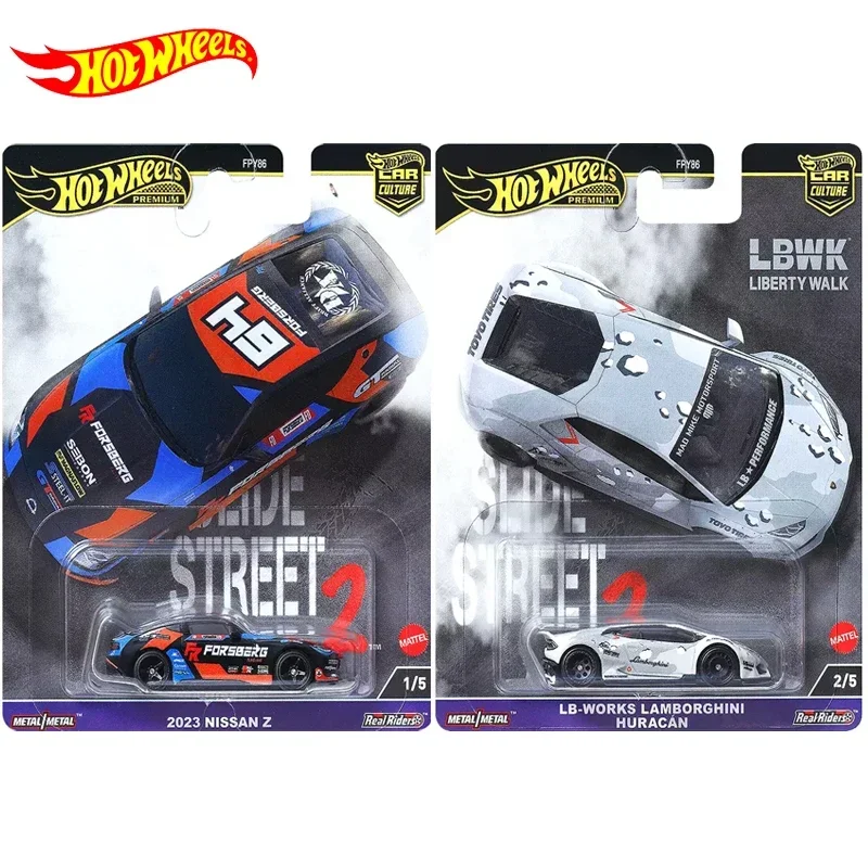 Original Hot Wheels Premium Car Culture Slide Street 2 Toy for Boy 1/64 Diecast Nissan 240SX Ford Mustang RTR Toyota Lamborghini