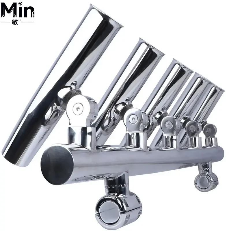 5 Tube 304 Stainless Steel Adjustable Angle Fishing Rod Stand Rocket Launcher for Marine Boat Console