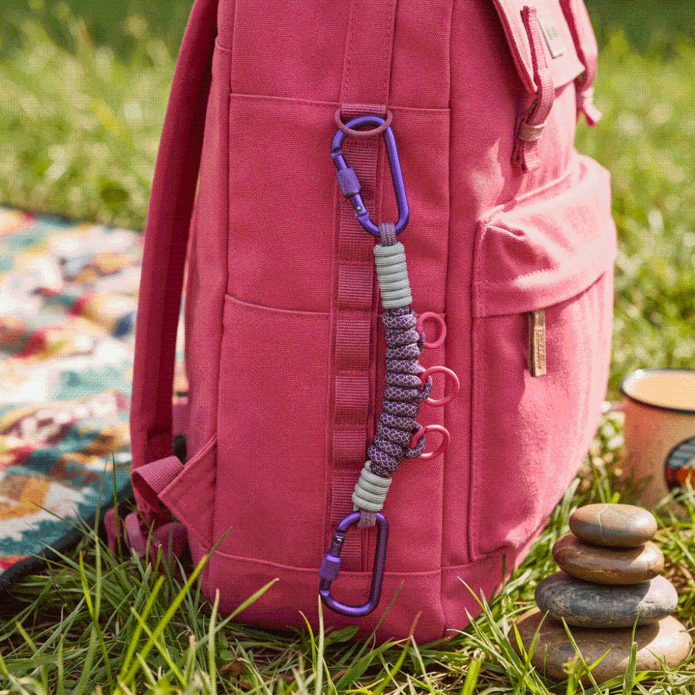 Hand Woven Paracord Bag Charm Rope Vibrant Dopamine Multifunctional Backpack Extension Strap Metal Clip Durable Nylon