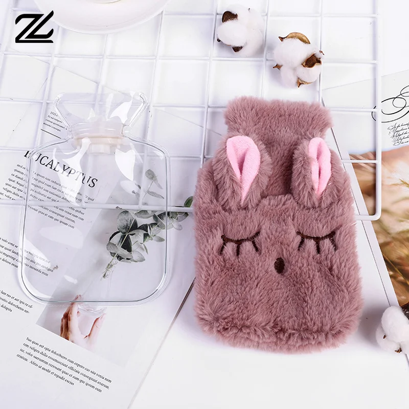 Portable Plush Rabbit Hand Po Warm Water Bottle Stress Pain Relief Therapy Hand Warmer Girls Pocket Hand Feet Hot Water Bag