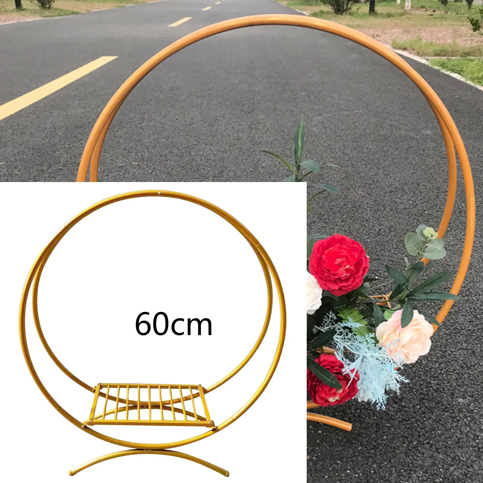 Gold 60cm Double Hoop 60cm Cake Stand Flower Stand Floral Holder Arch Back Wedding Decor