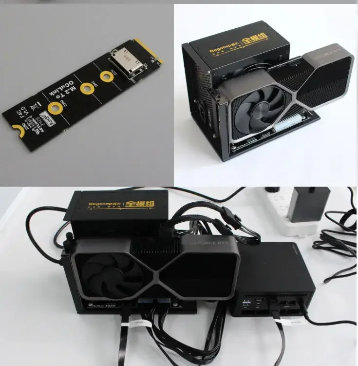 For M.2 NVMe To SFF8612 Oculink EGPu Adapter Card F9G-BK7PCle 4.0x4 64Gbps OCuLink Laptop External Graphics Card ATX GPU Bracket
