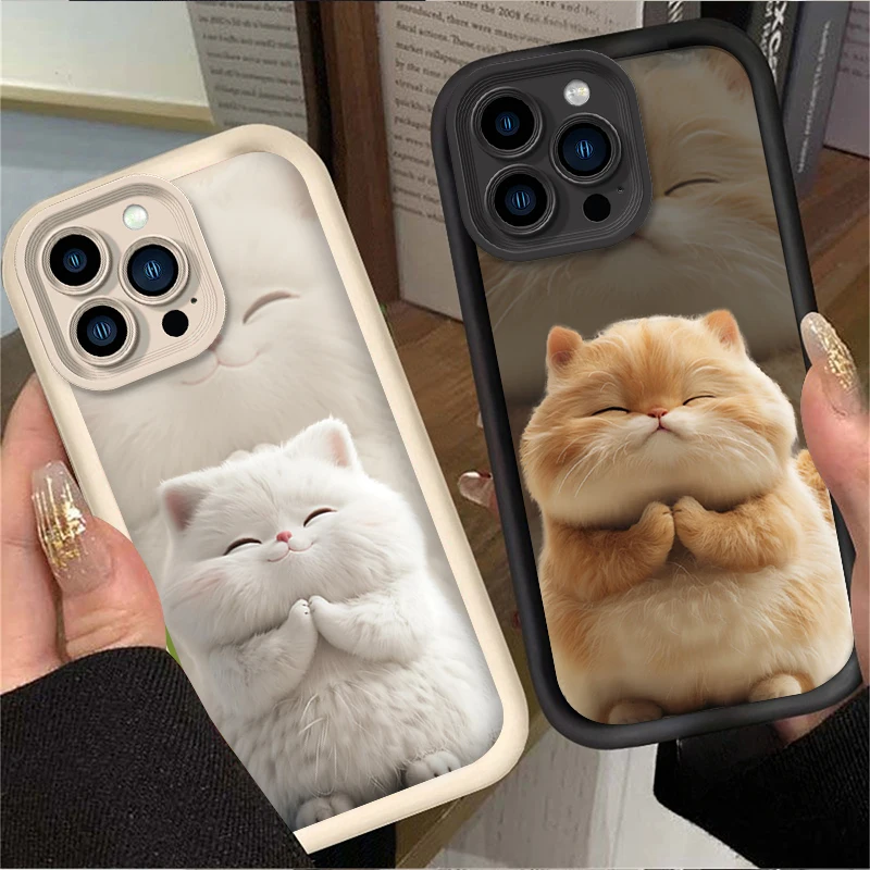 Coque de téléphone chat gros drôle, étui arrière antichoc pour iPhone 16 16E 15 14 13 12 11 Pro Max X XS X S Max XR SE 2020 SE4 7 8