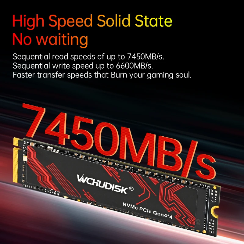 Wchudisk SSD M2 NVMe 512GB 1TB 2TB M.2 NVMe PCIe Gen4x4เดสก์ท็อป SSD Disk 22x80mm สถานะของแข็งภายในไดรฟ์สำหรับโน๊ตบุ๊ก1TB 512GB